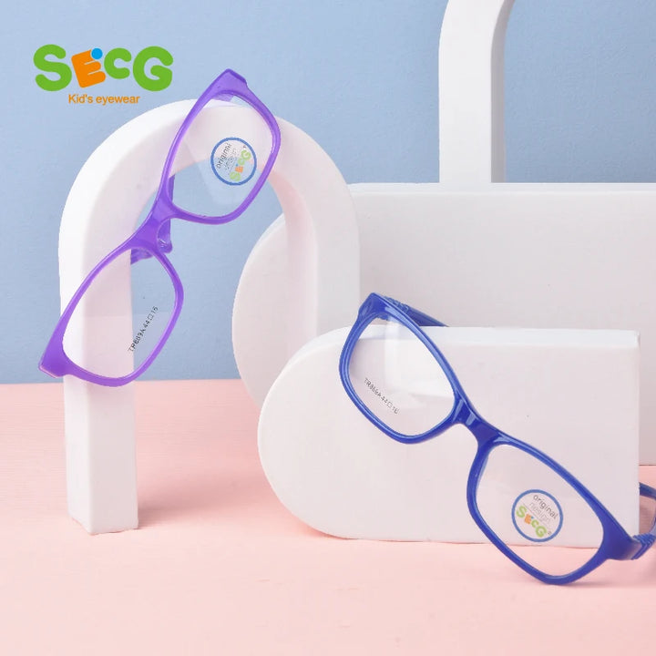 Secg Unisex Children's Full Rim Square Tr 90 Silicone Eyeglasses 8690 Full Rim Secg