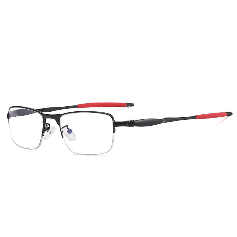 CCSpace Unisex Semi Rim Small Square Tr 90 Titanium Eyeglasses 57236 Semi Rim CCspace C6BlackRed  