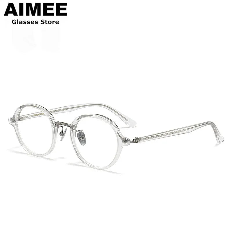 Aimee Women's Full Rim Round Titanium Acetate Eyeglasses 19646