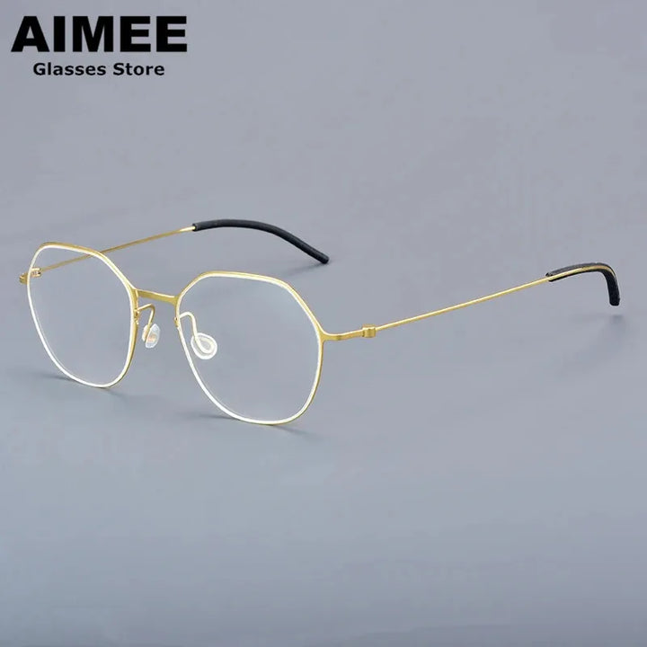 Aimee Unisex Full Rim Flat Top Polygon Titanium Eyeglasses 55740