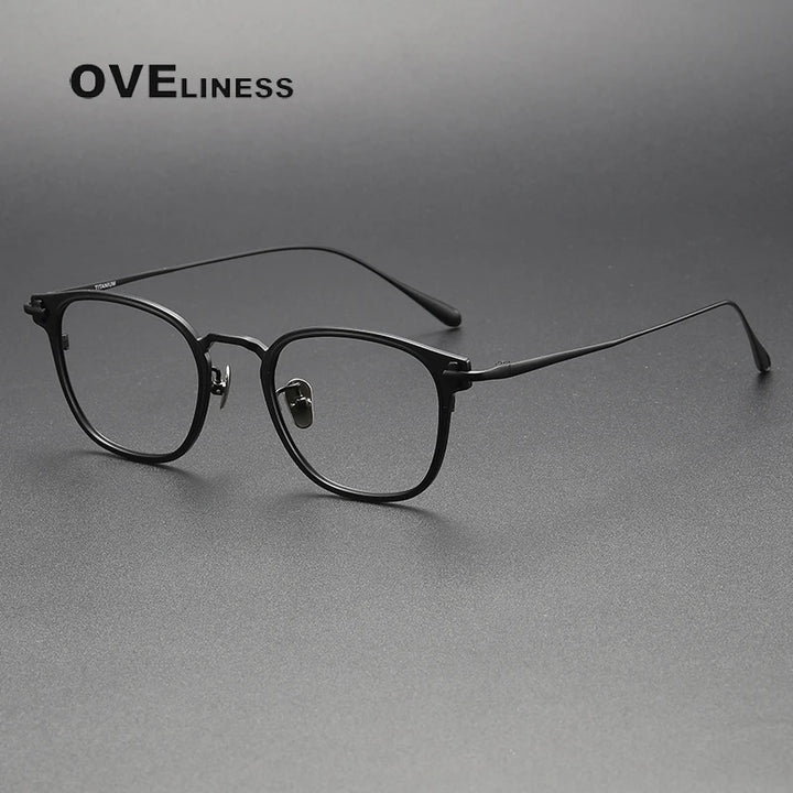 Oveliness Unisex Full Rim Square Acetate Titanium Eyeglasses 4321 Full Rim Oveliness black  