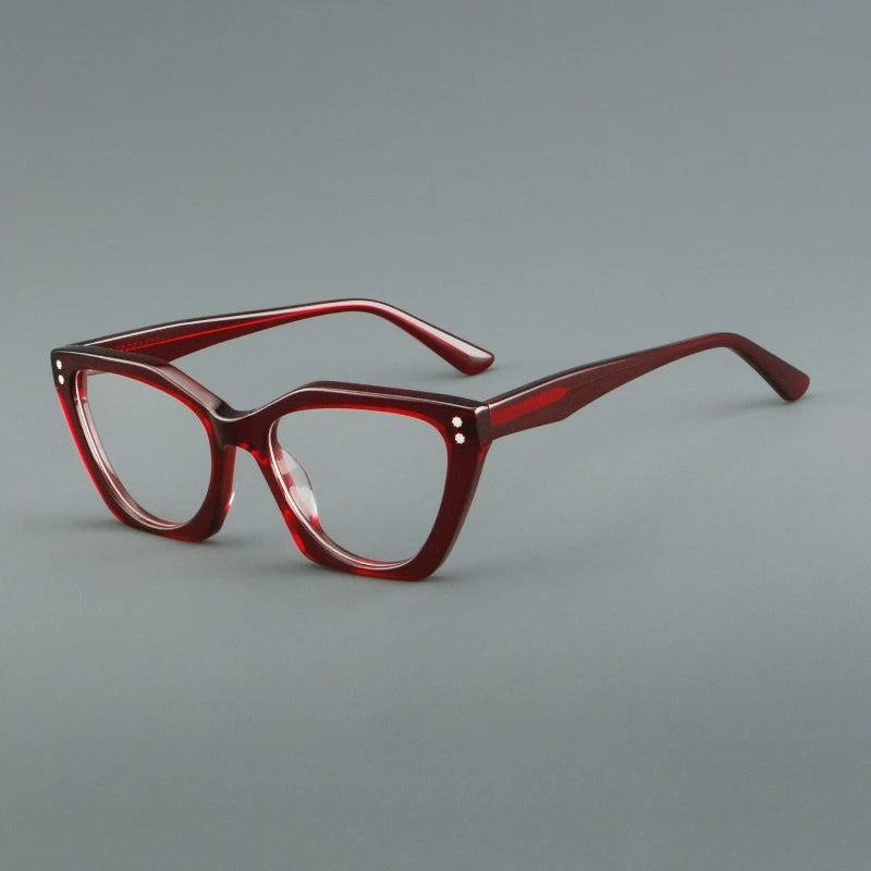 Hewei Women's Full Rim Square Cat Eye Thick Acetate Eyeglasses 88027