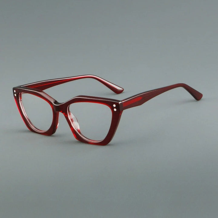 Hewei Women's Full Rim Square Cat Eye Thick Acetate Eyeglasses 88027