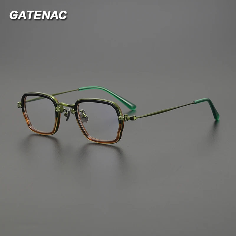 Gatenac Unisex Full Rim Big Square Titanium Acetate Eyeglasses Gxy1556 Full Rim Gatenac