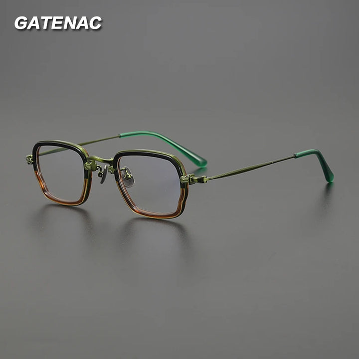 Gatenac Unisex Full Rim Big Square Titanium Acetate Eyeglasses Gxy1556 Full Rim Gatenac
