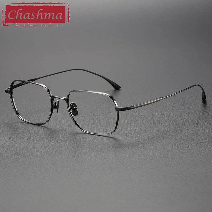 Chashma Ottica Men's Full Rim Small Square Titanium Eyeglasses 14539 Full Rim Chashma Ottica Gray  