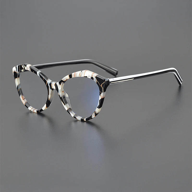 Nobler Unisex Full Rim Round Cat Eye Acetate Eyeglasses 19297 Full Rim Nobler C2