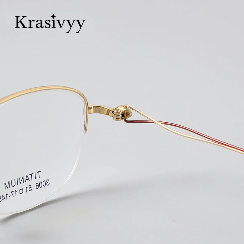 Krasivyy Women's Semi Rim Oval Round Titanium Eyeglasses 443006 Semi Rim Krasivyy