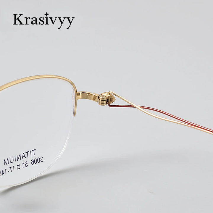Krasivyy Women's Semi Rim Oval Round Titanium Eyeglasses 443006 Semi Rim Krasivyy