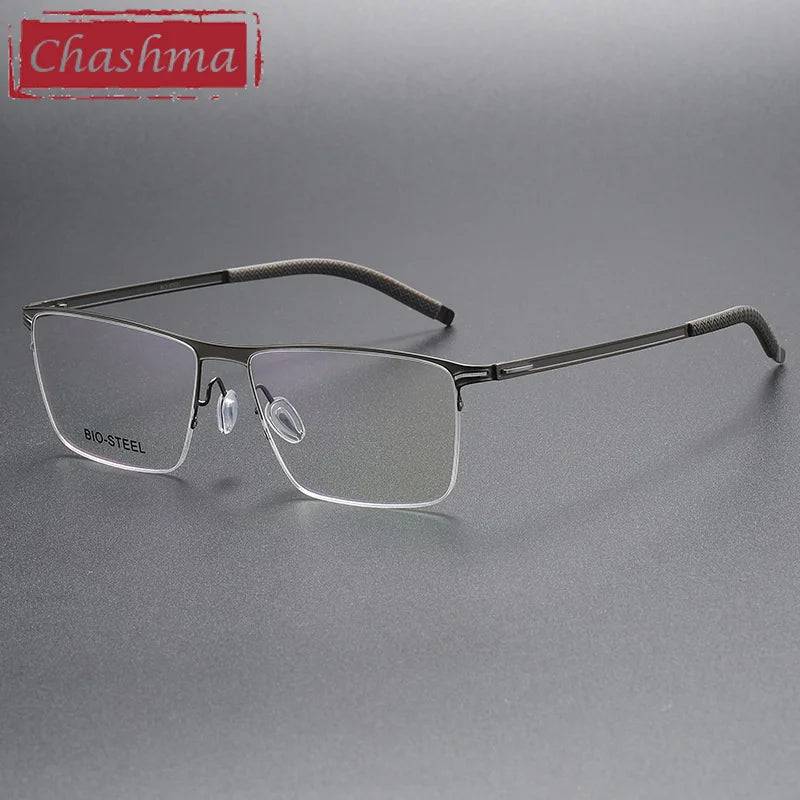 Chashma Ottica Men's Full Rim Brow Line Square Titanium Eyeglasses 462 Full Rim Chashma Ottica Gray  
