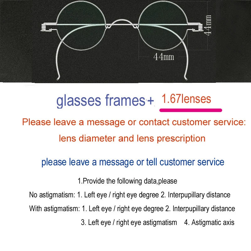 Yujo Unisex Full Rim Round Stainless Steel Custom Eyeglasses Y4042 Full Rim Yujo 167 44 CHINA