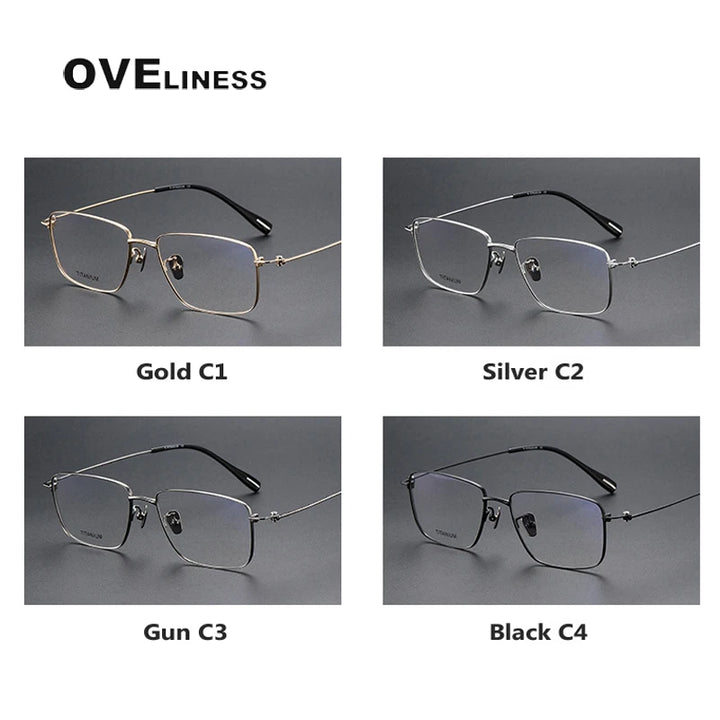 Oveliness Unisex Full Rim Square Titanium Eyeglasses 80916 Full Rim Oveliness   