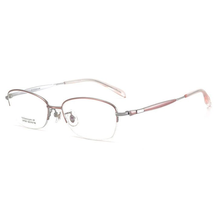 Bclear Women's Semi Rim Oval Titanium Eyeglasses 7957 Full Rim Bclear Silver Purple