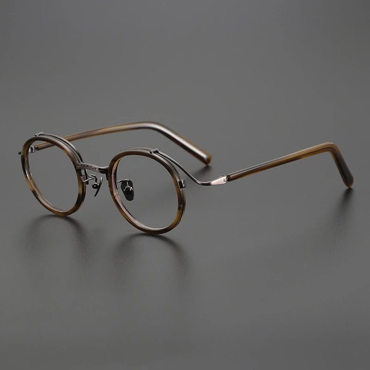 Black Mask Unisex Full Rim Round Titanium Acetate Eyeglasses 82027 Full Rim Black Mask