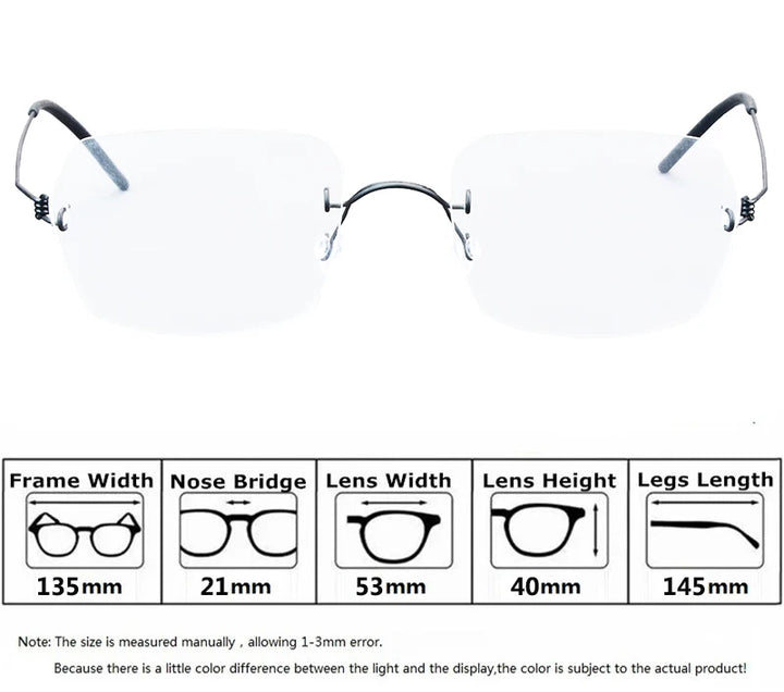 Aimee Women's Rimless Square Screwless Titanium Eyeglasses 62539