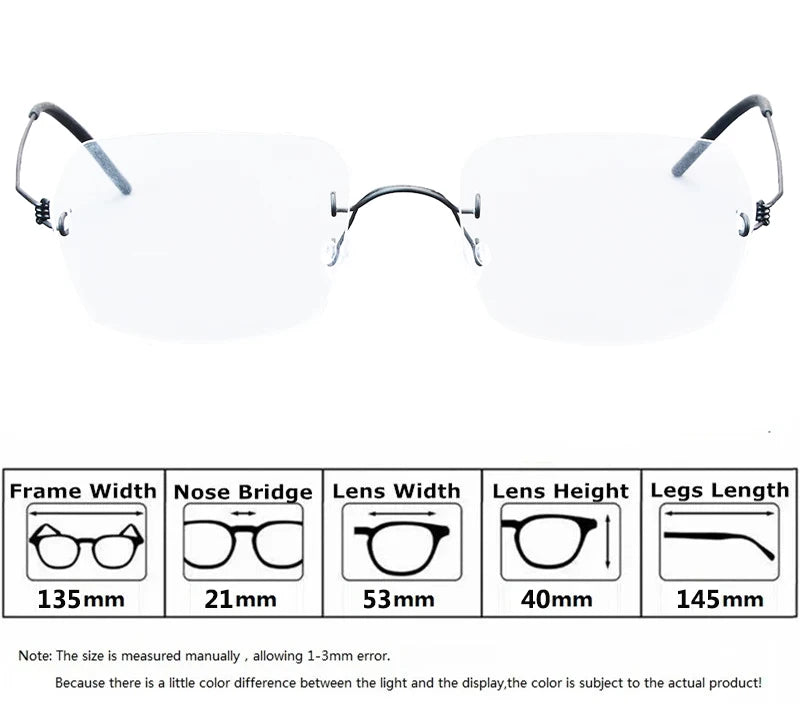 Aimee Women's Rimless Polygon Square Titanium Eyeglasses 25394