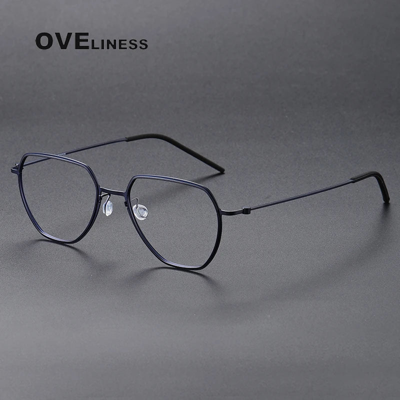 Oveliness Unisex Full Rim Flat Top Oval Titanium Eyeglasses O5526 Full Rim Oveliness blue  