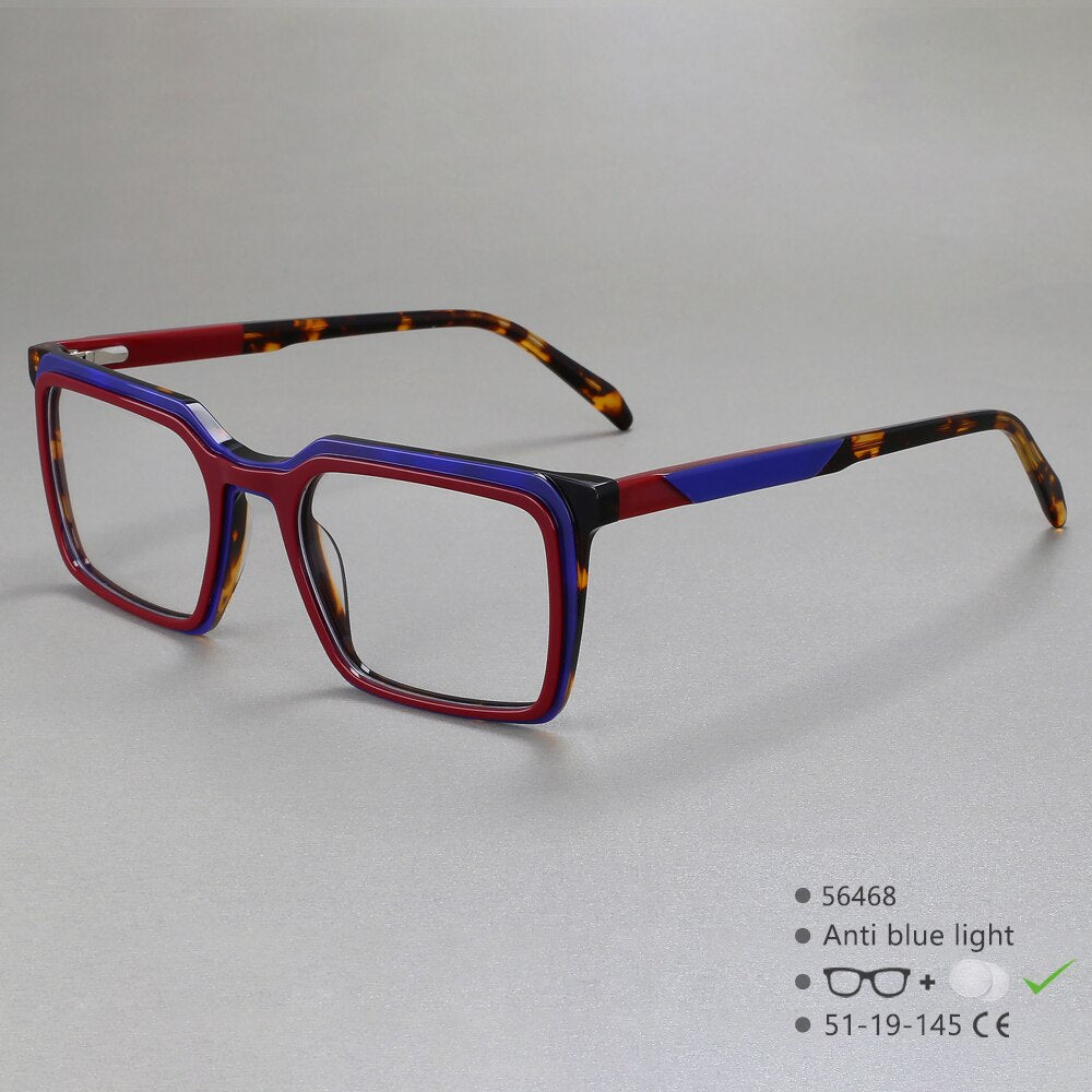 CCspace Women's Full Rim Square Acetate Eyeglasses 56468 Full Rim CCspace C1Red