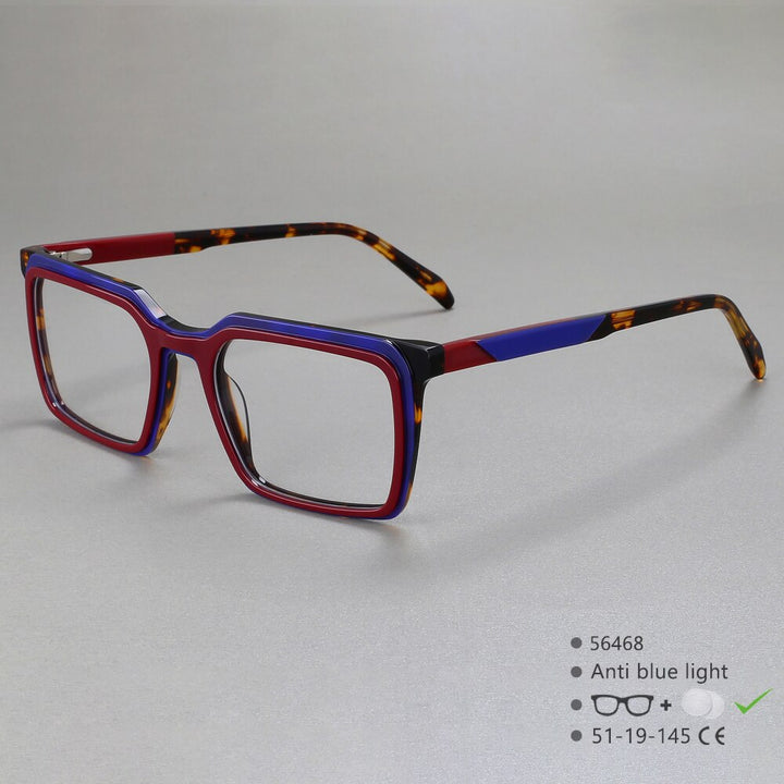 CCspace Women's Full Rim Square Acetate Eyeglasses 56468 Full Rim CCspace C1Red