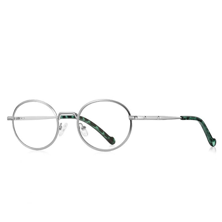 CCspace Unisex Full Rim Round Oval Alloy Eyeglasses 56142 Full Rim CCspace China Silver