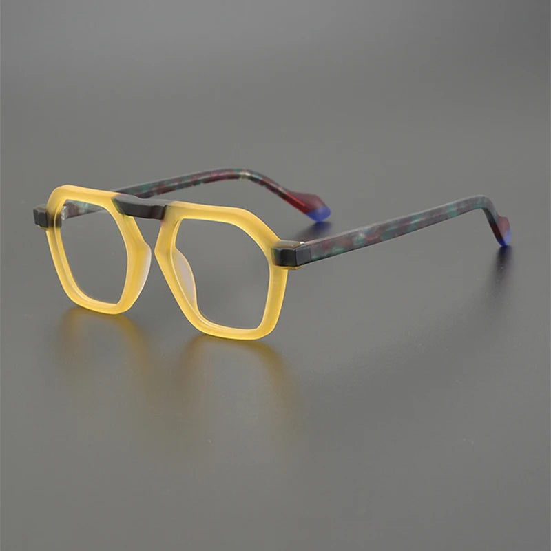 Nobler Unisex Full Rim Flat Top Oval Frosted Acetate Eyeglasses 19286 Full Rim Nobler C1