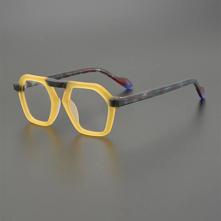 Nobler Unisex Full Rim Flat Top Oval Frosted Acetate Eyeglasses 19286 Full Rim Nobler C1