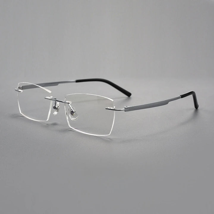 Yimaruili Men's Rimless Polygon Square Titanium Eyeglasses 15803