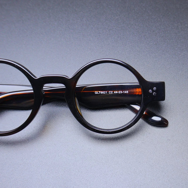 Gatenac Unisex Full Rim Round Acetate Eyeglasses Gxyj-1175 Full Rim Gatenac