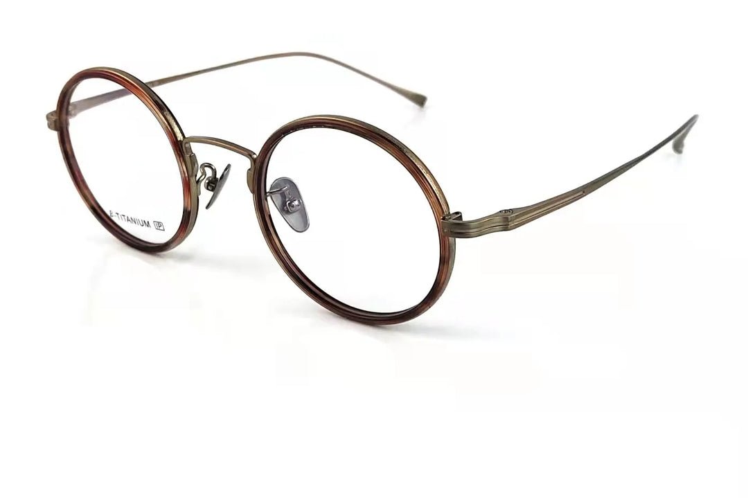 Aimee Unisex Full Rim Round Titanium Eyeglasses 81061 Full Rim Aimee BROWN