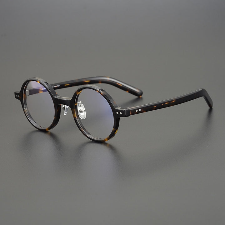 Gatenac Unisex Full Rim Round Acetate Eyeglasses Gxyj1037 Full Rim Gatenac Tortoiseshell