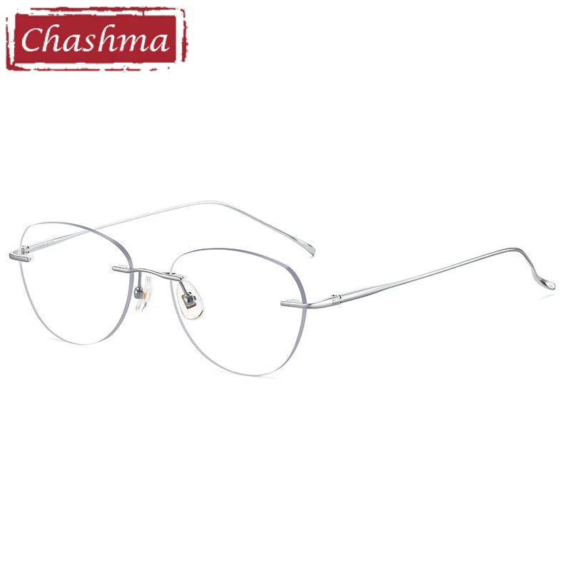 Chashma Ottica Women's Rimless Polygon Titanium Eyeglasses 98925 Rimless Chashma Ottica Silver