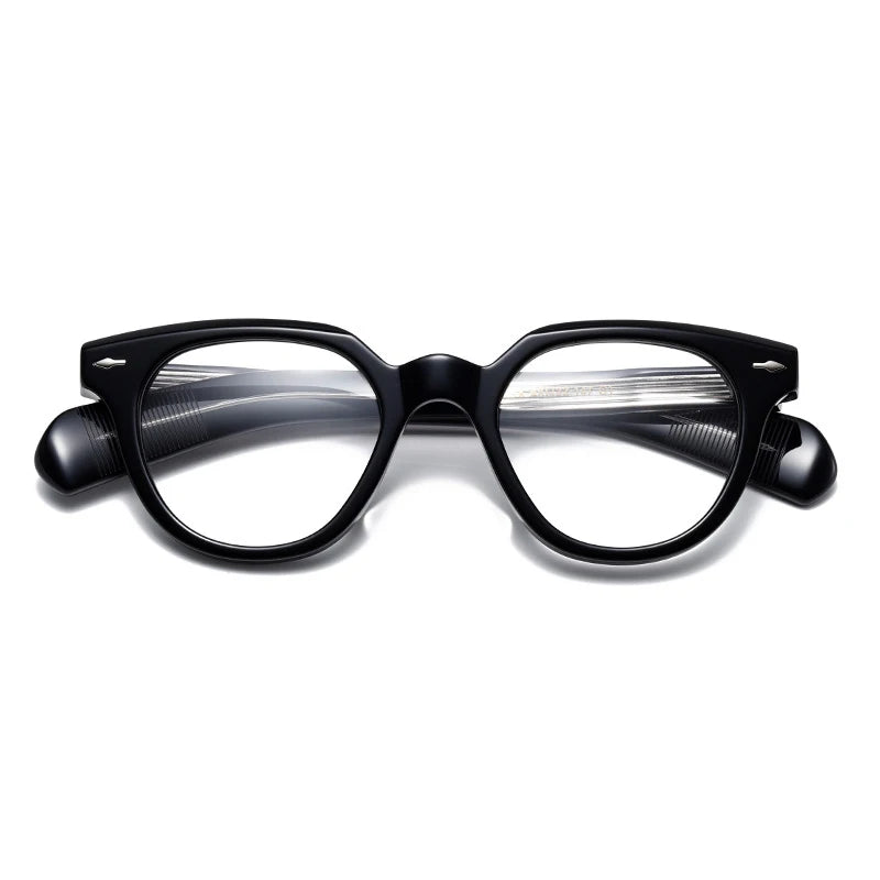 Black Mask Unisex Full Rim Irregular Oval Acetate Eyeglasses 2241 Full Rim Black Mask Black
