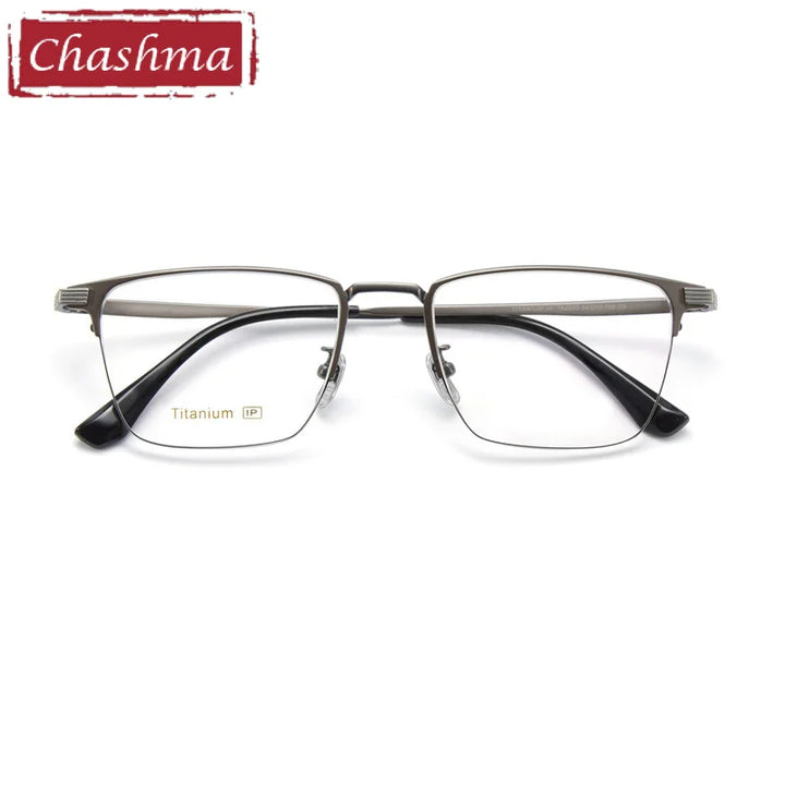 Chashma Ottica Unisex Semi Rim Square Titanium Eyeglasses 2209 Semi Rim Chashma Ottica Gray