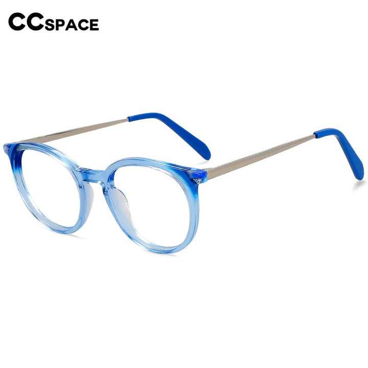 CCspace Unisex Full Rim Small Round Acetate Eyeglasses 55912 Full Rim CCspace