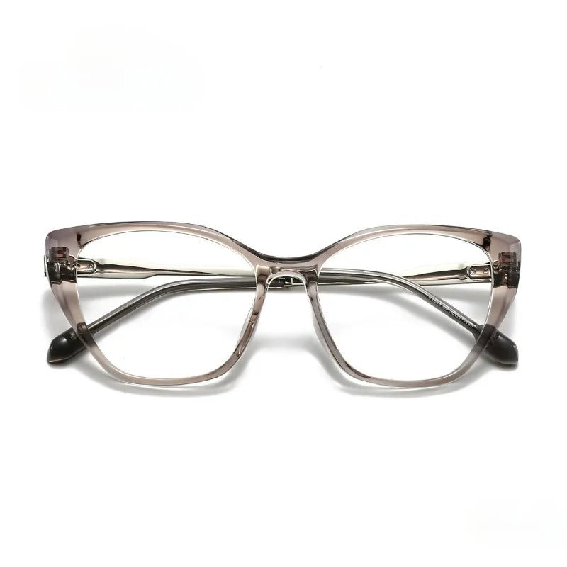 Hewei Women's Full Rim Square Cat Eye Acetate Titanium Eyeglasses 41049