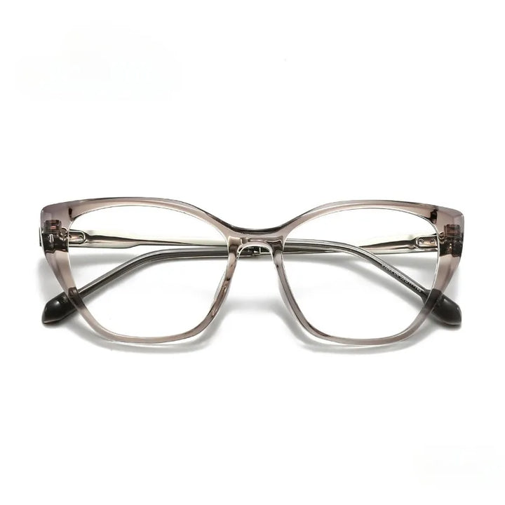 Hewei Women's Full Rim Square Cat Eye Acetate Titanium Eyeglasses 41049
