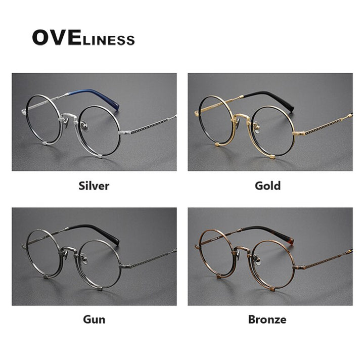 Oveliness Unisex Full Rim Round Titanium Eyeglasses 1013h Full Rim Oveliness