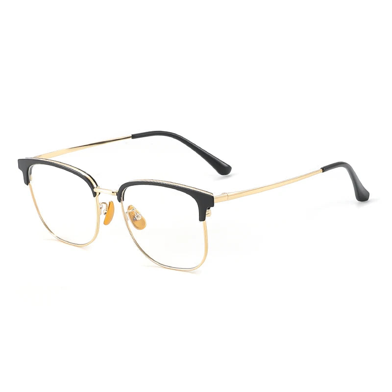 Gmei Unisex Full Rim Square Tr 90 Alloy Eyeglasses 8201 Full Rim Gmei Optical Black Gold