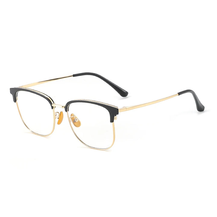 Gmei Unisex Full Rim Square Tr 90 Alloy Eyeglasses 8201 Full Rim Gmei Optical Black Gold
