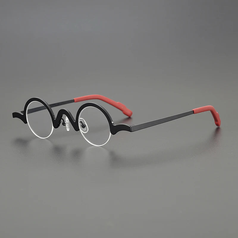 Nobler Unisex Semi Rim Top Round Titanium Eyeglasses 1810 Semi Rim Nobler C3
