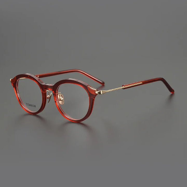 Hewei Unisex Full Rim Oval Square Titanium Acetate Eyeglasses 482141 Full Rim Hewei C3 CHINA