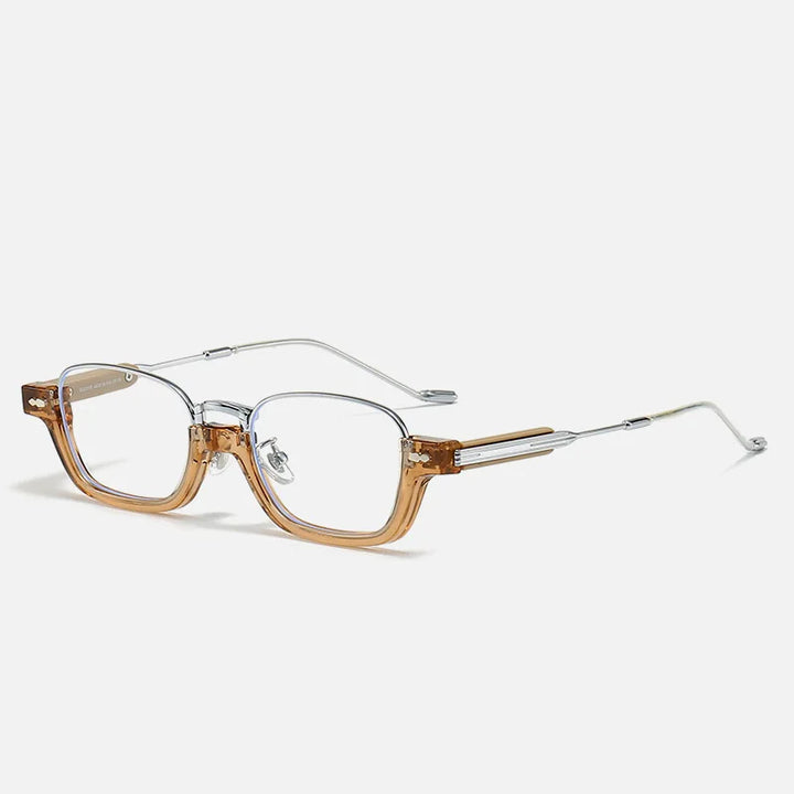 Kocolior Unisex Semi Rim Acetate Stainless Steel Hyperopic Reading Glasses 22015 Reading Glasses Kocolior Tea 0