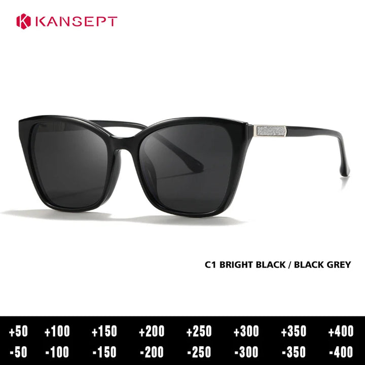 Kansept Unisex Full Rim Square Tr 90 Alloy Reading Glasses Clip On Sunglasses 72005