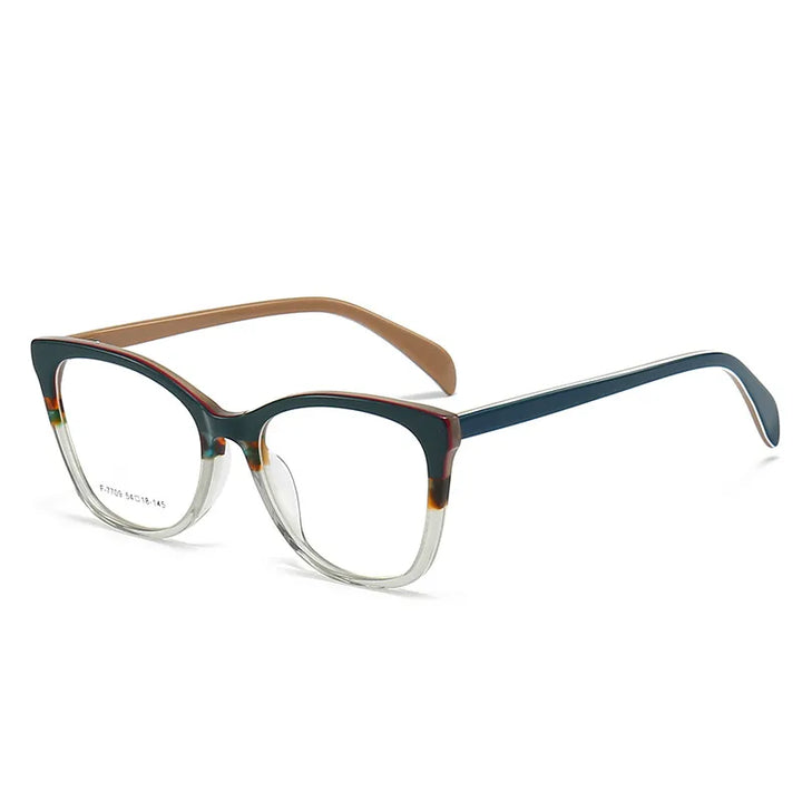 CCspace Unisex Full Rim Square Acetate Eyeglasses 56941 Full Rim CCspace C5BlueClear