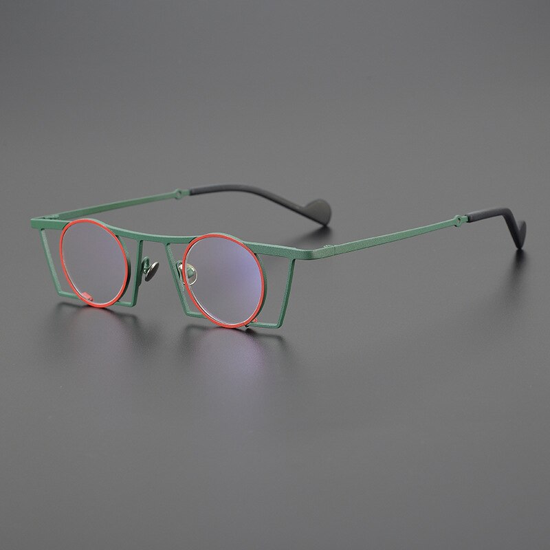 Gatenac Unisex Full Rim Square Round Titanium Eyeglasses Gxyj1035 Full Rim Gatenac Green