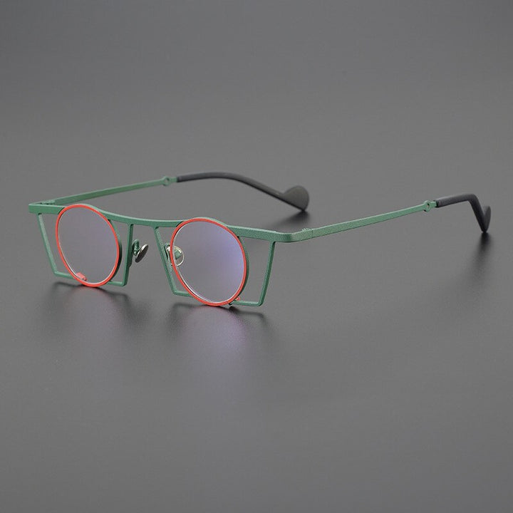 Gatenac Unisex Full Rim Square Round Titanium Eyeglasses Gxyj1035 Full Rim Gatenac Green