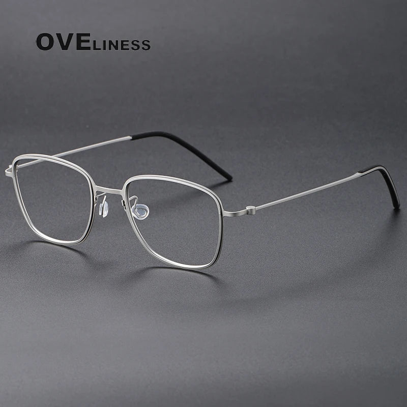 Oveliness Unisex Full RIm Square Screwless Titanium Eyeglasses 5530 Full Rim Oveliness silver