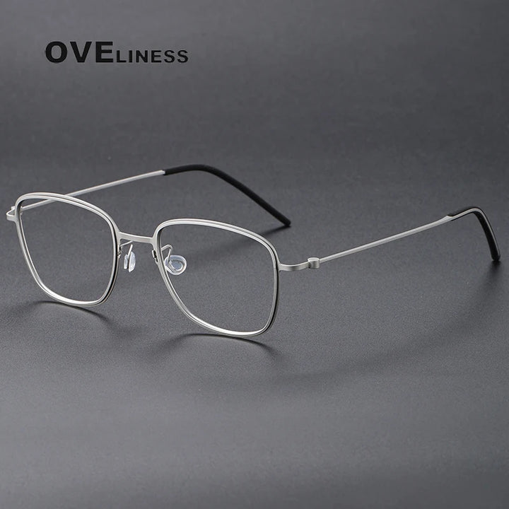 Oveliness Unisex Full RIm Square Screwless Titanium Eyeglasses 5530 Full Rim Oveliness silver