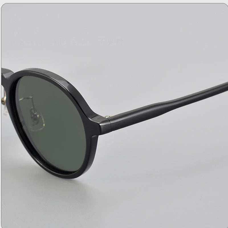 Black Mask Unisex Full Rim Round Acetate Polarized Sunglasses 14543 Full Rim Black Mask