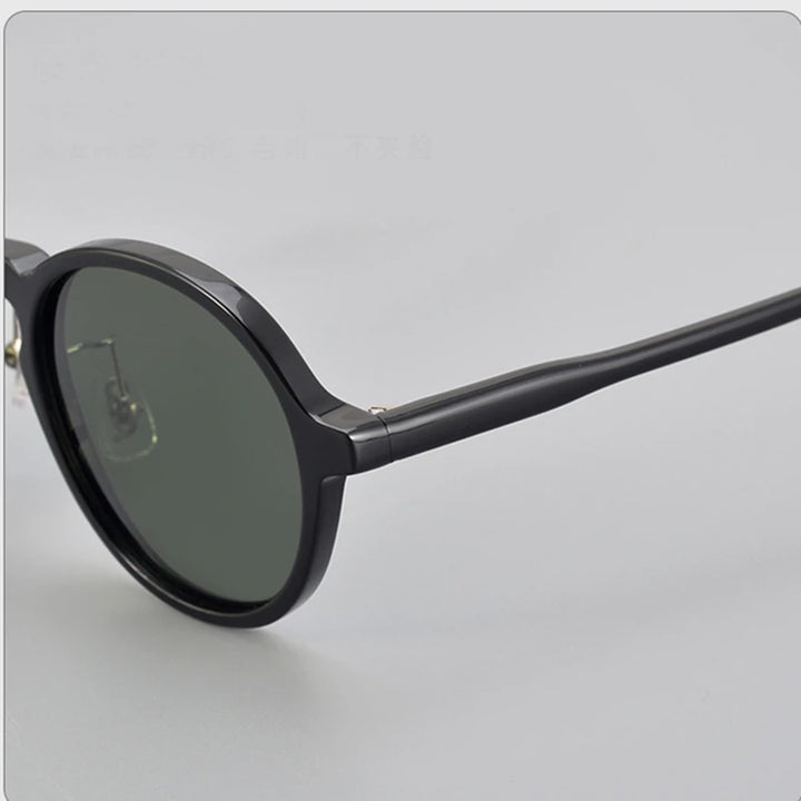 Black Mask Unisex Full Rim Round Acetate Polarized Sunglasses 14543 Full Rim Black Mask